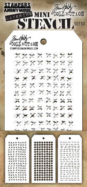 Mts-033 Stampers Anonymous Tim Holtz Mini Layered Stencil Set 3/pkg-set #33
