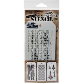 Mts-21 Stampers Anonymous Tim Holtz Mini Layered Stencil Set 3/pkg-set #21 -