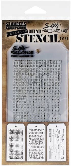 Mts-48 Stampers Anonymous Tim Holtz Mini Layered Stencil Set 3/pkg-set #48