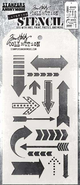 Ths-025 Stampers Anonymous Tim Holtz Layered Stencil 4.125 Inch X8.5 -arrows -