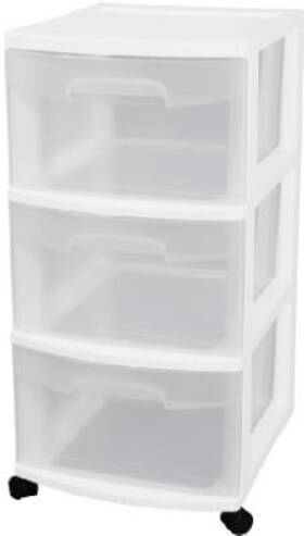 28308002 Sterilite 2 Pack - Storage Cart White With 3 See-thru Drawers