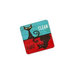 Magnet-001 Strendier Cat Dishwasher Magnet Clean Dirty Sign - Funny Wooden Strong Magnets For Kitc