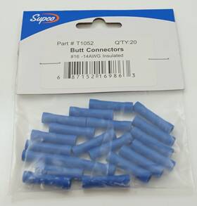 T1052 Supco Butt Connectors 16-14 Awg Insulated - Blue 20 Pieces