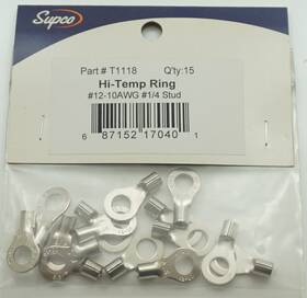 T1118 Supco Hi-temp Ring 15 Pack 12-10 Awg Inch Stud 17/64 I.d
