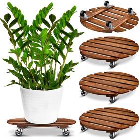 Oj-taiyin-1061 Taiyin 4 Pack 14 Inch Wood Plant Stand With Lockable Wheels 220 Lbs Heavy Dut