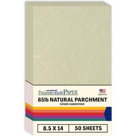 Thunderbolt Paper 799493741506 50 Natural Parchment 65lb Cover Sheets 8.5x14 Inches Cardstoc... Fast Ship
