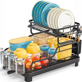 Toolf 630456688684 Dish Drying Rack Converts To 2 Standalone Drainers Large Drainboard F