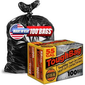 Tb55-60b1001.2 Toughbag 55 Gallon Trash Bags Heavy Duty 100 Count - 50-60 Black Gar