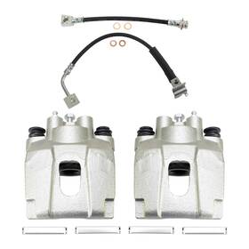 Cla41124 Trq Rear Brake Caliper Set Brackets Hardware Hoses Zinc Coated Compatible Wit