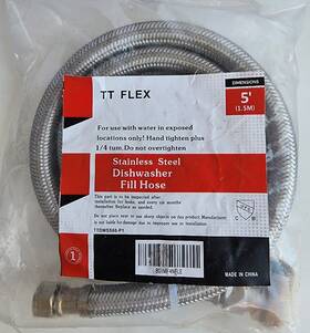 Ttdwss60-p1 Tt Flex Stainless Steel Dishwasher Fill Hose 5ft