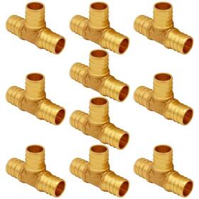 0zm-ids-02850 Uenede 10pcs Lf Brass 3/4 Inch Pex Tee 3 Way Coupling Barb Crimp Pipe Tube Fitting