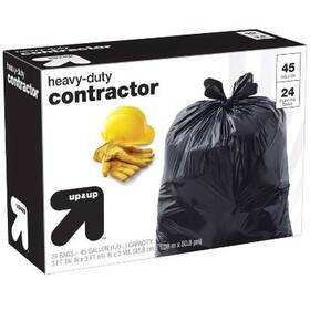 Up153 Up & 073257013239 Heavy-duty Contractor Flap-tie Trash Bags - 45 Gallon 24ct And Bl