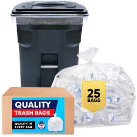 Veska 655043800997 95 Gallon Trash Bags Clear Huge 25 Count With Ties 95-96 Extra La