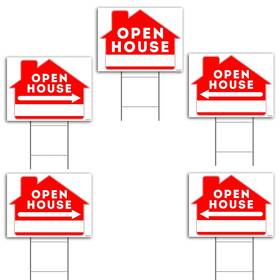 Vibe Ink 099592463044 Open House Sign Kit With Tall Stands - 24 Inch X18 Yard Bundle For Real Esta
