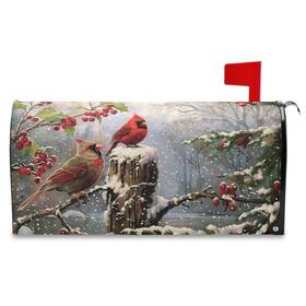 G34153779p257c293s487 Wamika Winter Cardinal Birds Mailbox Cover - Magnetic Wraps Holly Be
