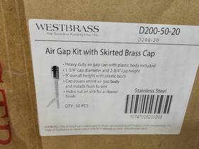 D200-50-20 Westbrass Brass Dishwasher Air Gap Kit - 50 Pack Stainless Steel