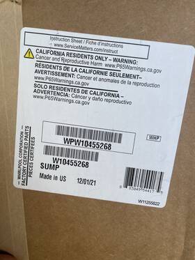 10455268 Whirlpool Brand New Genuine Oem Wpw Dishwasher Sump And Seal Assembly