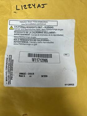 W11712995 Whirlpool 11712995 Genuine Factory Oem Dishwasher Door Hinge Fast Ship Aj