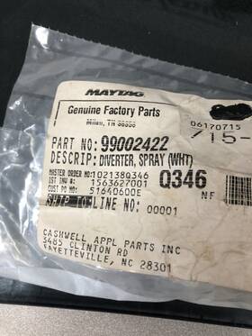 99002422 Whirlpool Oem Dishwasher Spray Head Original Part# #h7f