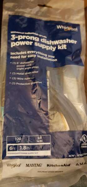 W10278923rp Whirlpool Dishwasher Power Supply Kit Black
