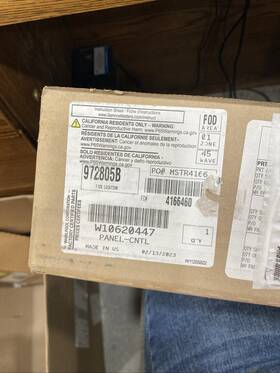 W10620447 Whirlpool Dishwasher Control Panel