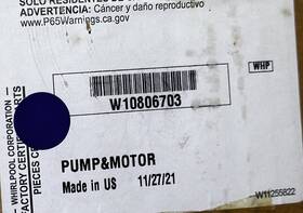 W10806703 Whirlpool New Genuine Oem Dishwasher Pump And Motor Free Shipping