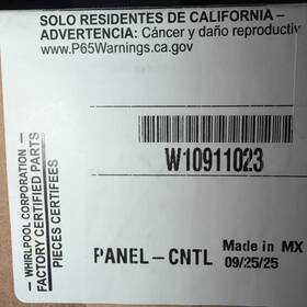 W10911023 Whirlpool New Genuine Oem Washer Control Panel