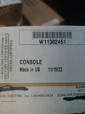 W11244119 Whirlpool W11302461 Oem Dishwasher Console W11178671 W11185319 W112