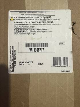 W11263349 Whirlpool W11396717 Dishwasher Oem Drain Pump Genuine Original New