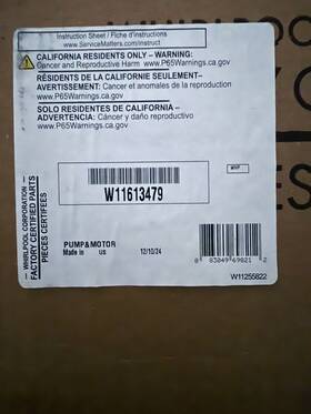 W11613479 Whirlpool W11525546 Brand New Oem Pump And Motor Assembly
