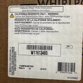 W11613480 Whirlpool W11525550 Pump And Motor W11613480/genuine Part/brand New