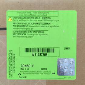 W11787208 Whirlpool New Kitchen Aid Dishwasher Console Control Panel