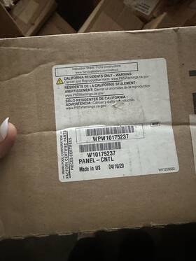 Wpw10175237 Whirlpool Dishwasher Control Panel