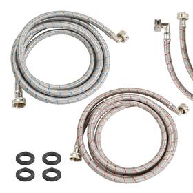 Yeuikerr 725683644944 2 Pack 10 Ft Stainless Steel Washing Machine Hoses With 90 Degree Elbowburst