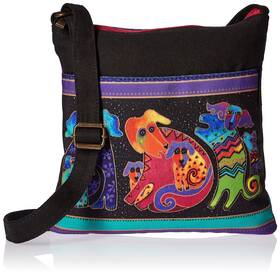 87932 Zeckos Laurel Burch Artistic Totes Crossbody 10 Inch X Dog Hobo Canva