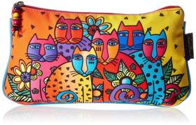 Lb5338 Zeckos Laurel Burch Cosmetic Bag Set Feline Clan 3-pack