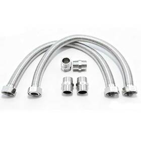 Zepnl Store 728161444166 Update 304 Stainless Steel Corrugated Water Connector Kit 24-inch 3/4 Inch Fip X