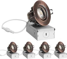 G-br-3r Zyc 3 Inch Led Recessed Gimbal Lights 4 Pack Oil-rubbed Bronze 900lm 8w Dimmable 5cc