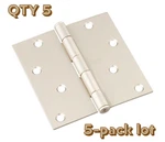 5-PACK Lot National Hardware N830-249 Satin Nickel Door Hinge 4" Square Corner. Fixed Price $21.49.