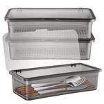 Cabilock 3 Pcs Cutlery Storage Box Kitchen Container Medium, Black. Fixed Price $51.99.
