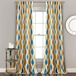 Turquoise & Orange Mid Century Light Filtering Curtain Panels, 108" X 52" Pair. Fixed Price $83.99.