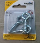National Hardware N118-190 1-15/16" Screw Eyes, Zinc Plated, Fs. Fixed Price $10.00.