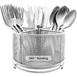 Dysanvica 360 Rotating Metal Utensil Caddy - 4 Compartment Silverware Cutl. Fixed Price $31.67.