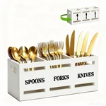 Black Wooden Kitchen Utensil Cutlery Holder 3 Compartment Silverware Caddy. Fixed Price $29.02.