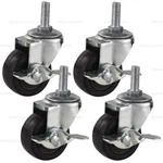 4X 3 Inch Rubber Casters Heavy Duty Safety Brake Wheels For Wire Shelving Rack. Fixed Price $19.95.