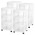 Sterilite 3 Drawer Storage Cart, Plastic Rolling Organizer With Wheels, 4 Pack. Fixed Price $222.99.
