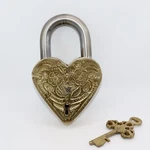 Heart Shape Flower Design Padlock Golden Brass Victorian Style Safety Door. Fixed Price $80.00.