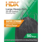 Hdx 33-39 Gal Black Heavy Duty Drawstring Trash Bags 50-COUNT Recycled Plastic. Fixed Price $22.47.