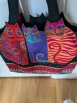 Nwt Feline Friends Rainbow Cats Laurel Burch Cutout Purse Tote Handbag Free Ship. Fixed Price $33.00.