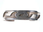 6.5" Older Native American Sterling Silver Deep Overlay Water Cuff Bracelet. Fixed Price $650.00.